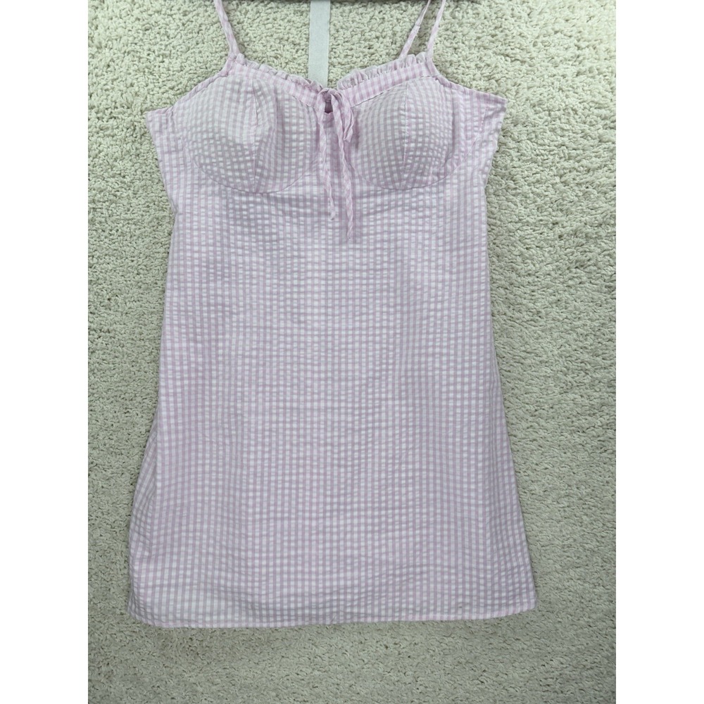NWT Pink Gingham Cottagecore Milkmaid Mini Dress Coquette Fairycore L Babydoll - Picture 5 of 13